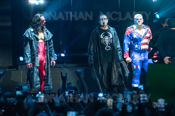 AEW Tag Team Champion Sting (C) with his sons by his side at AEW