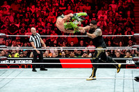Satnam Singh (R) throwing Facade (L) across the ring during a bo